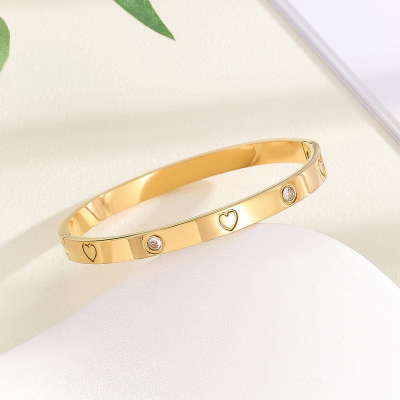 Heart Crystal Anti-Tarnish Bangle