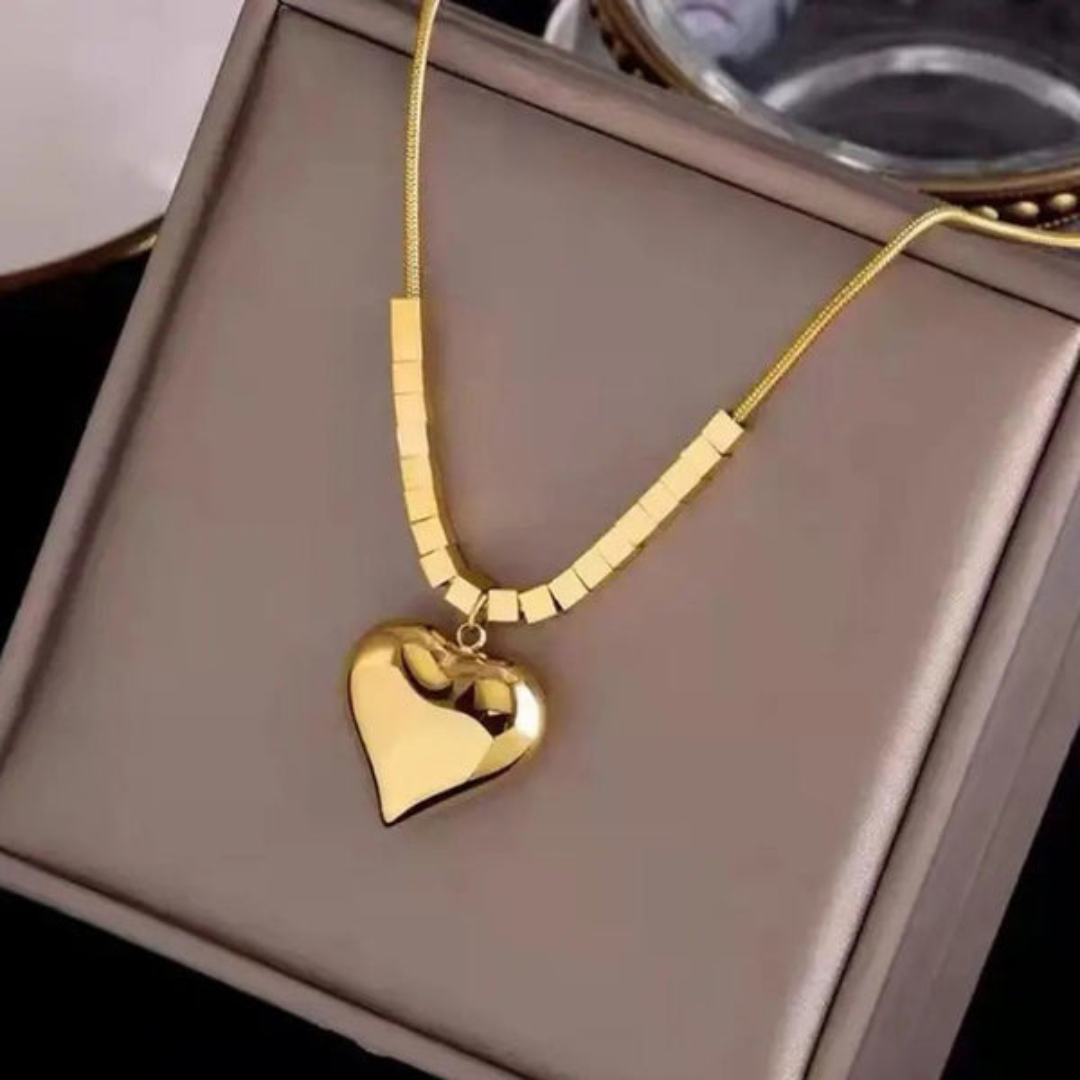 Chunky Heart Pendant Gold Chain