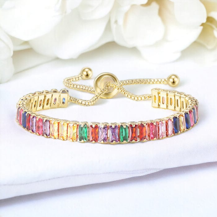 Rainbow Crystal Adjustable Bracelet